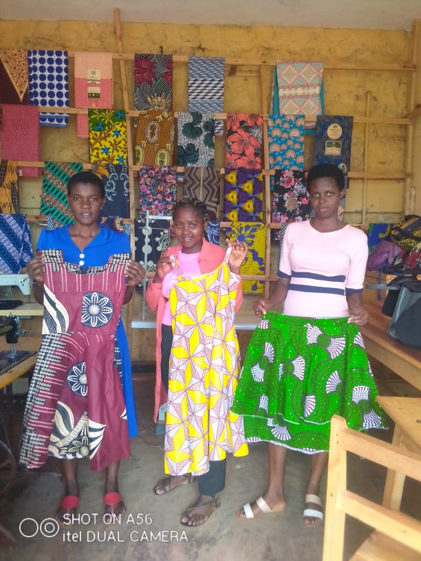 Women in Rwanda learning to sew